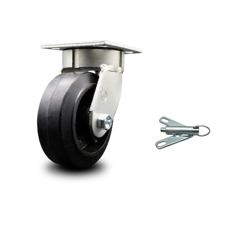 Service Caster 5 Inch Kingpinless Rubber on Steel Wheel Swivel Caster with Swivel Lock SCC SCC-KP30S520-RSR-BSL